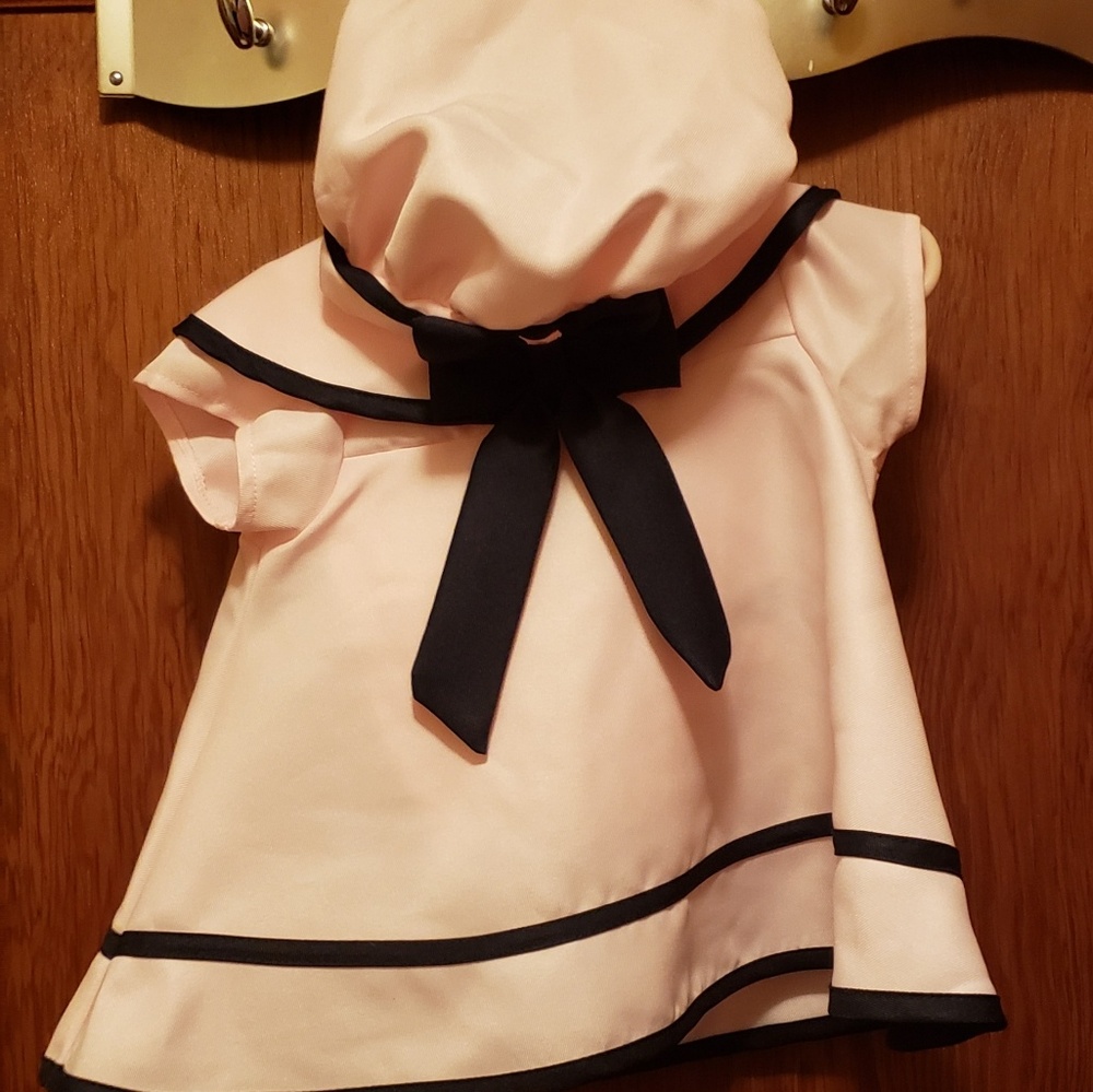 Baby girls 3 peice pink sailor style suit.